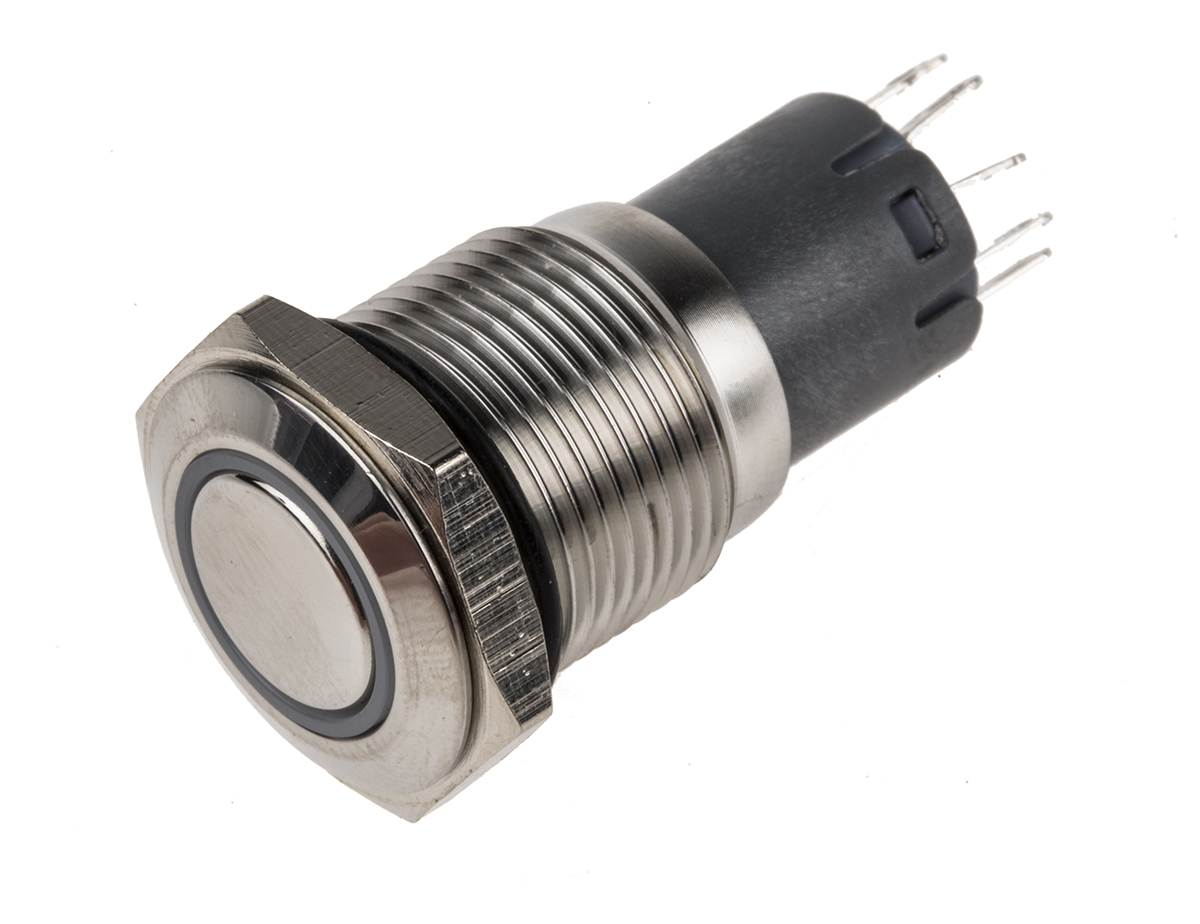 RS PRO Illuminated Push Button Switch, Latching, Panel Mount, 16mm Cutout, SPDT, White LED, 250V ac, IP65, IP67