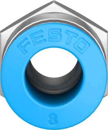 Festo QS Series Straight Threaded Adaptor, R 1/8 Male to Push In 8 mm, Threaded-to-Tube Connection Style, 153004