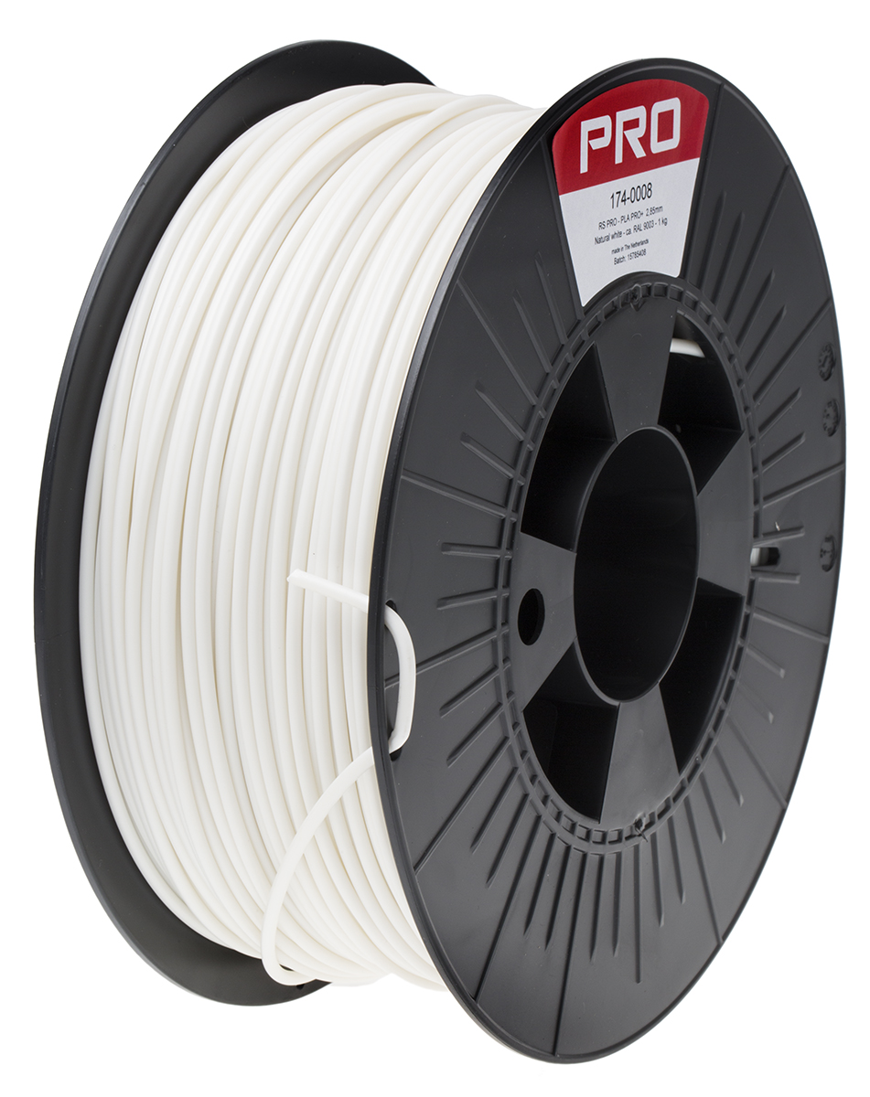 RS PRO 2.85mm White PLA-X3 3D Printer Filament, 1kg