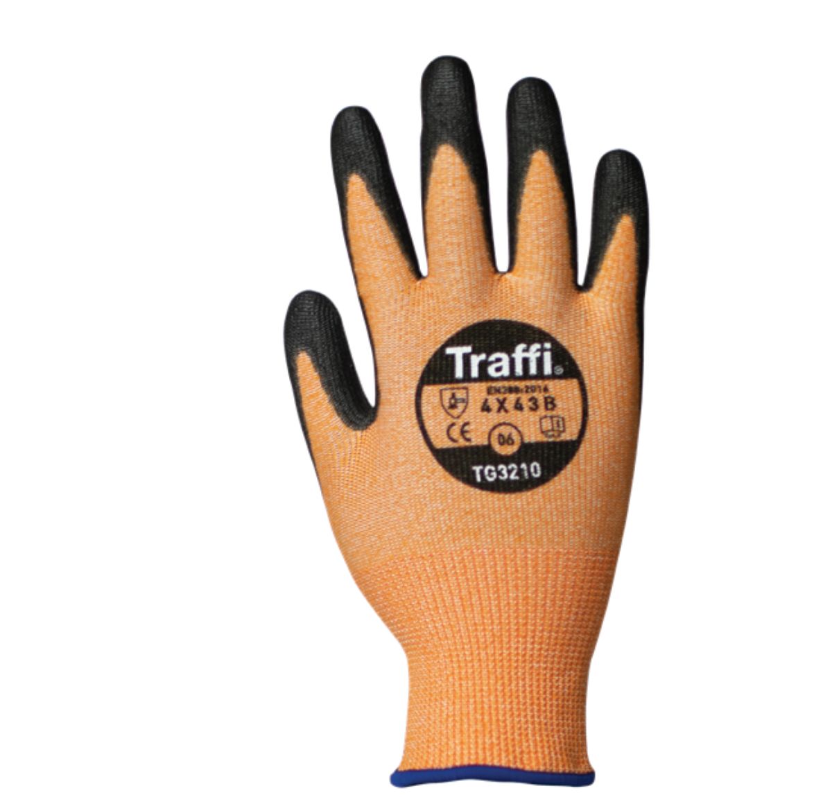 Traffi Amber Nylon, Elastane, High Performance Polyethylene Elastane, HPPE, Nylon Cut Resistant Gloves, Size 12,