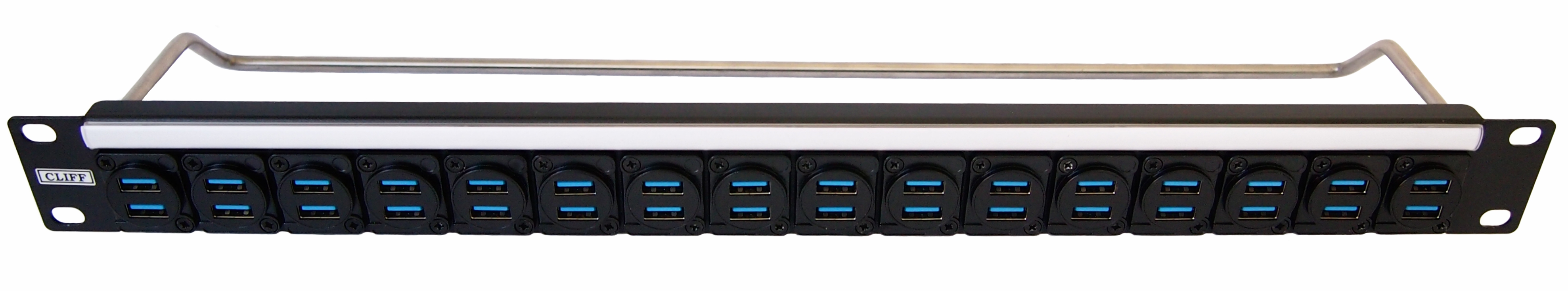 USB 16 Port Port Rack Patch Panel Patch Panel, 1U Rack Height