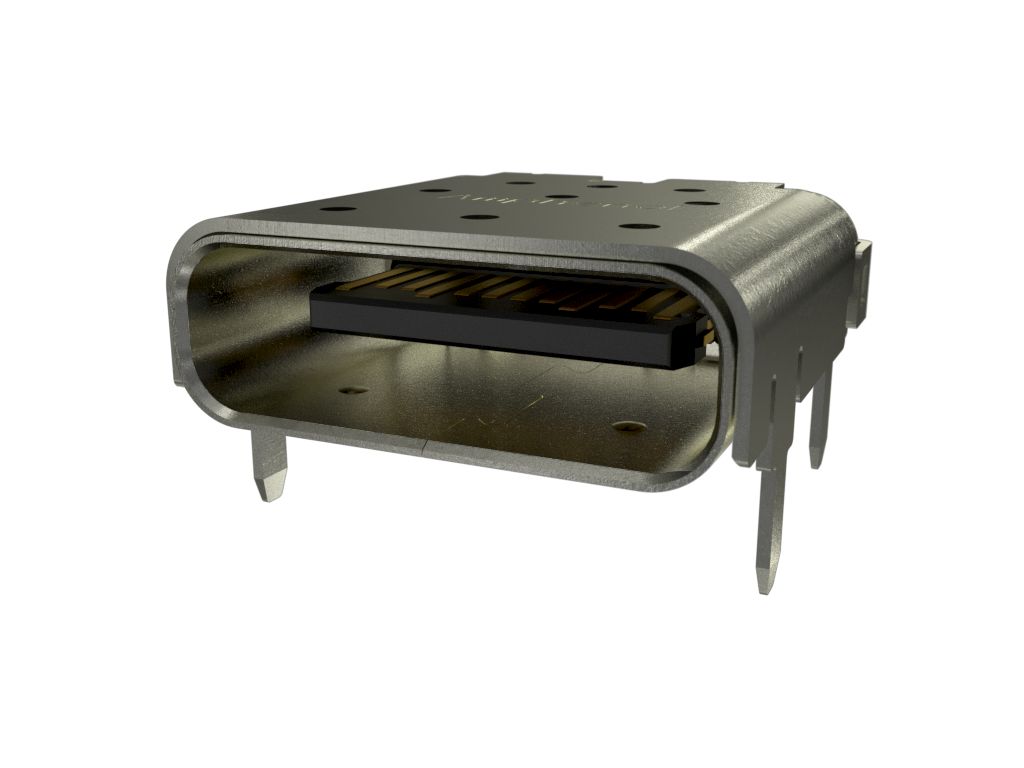 Amphenol Communications Solutions Right Angle, SMT, Socket- Dual Port Type C USB-C USB Connector