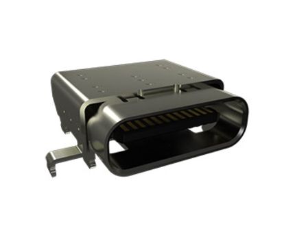 Amphenol Communications Solutions Right Angle, SMT, Socket- Single Port Type C 4.0 USB C Connector