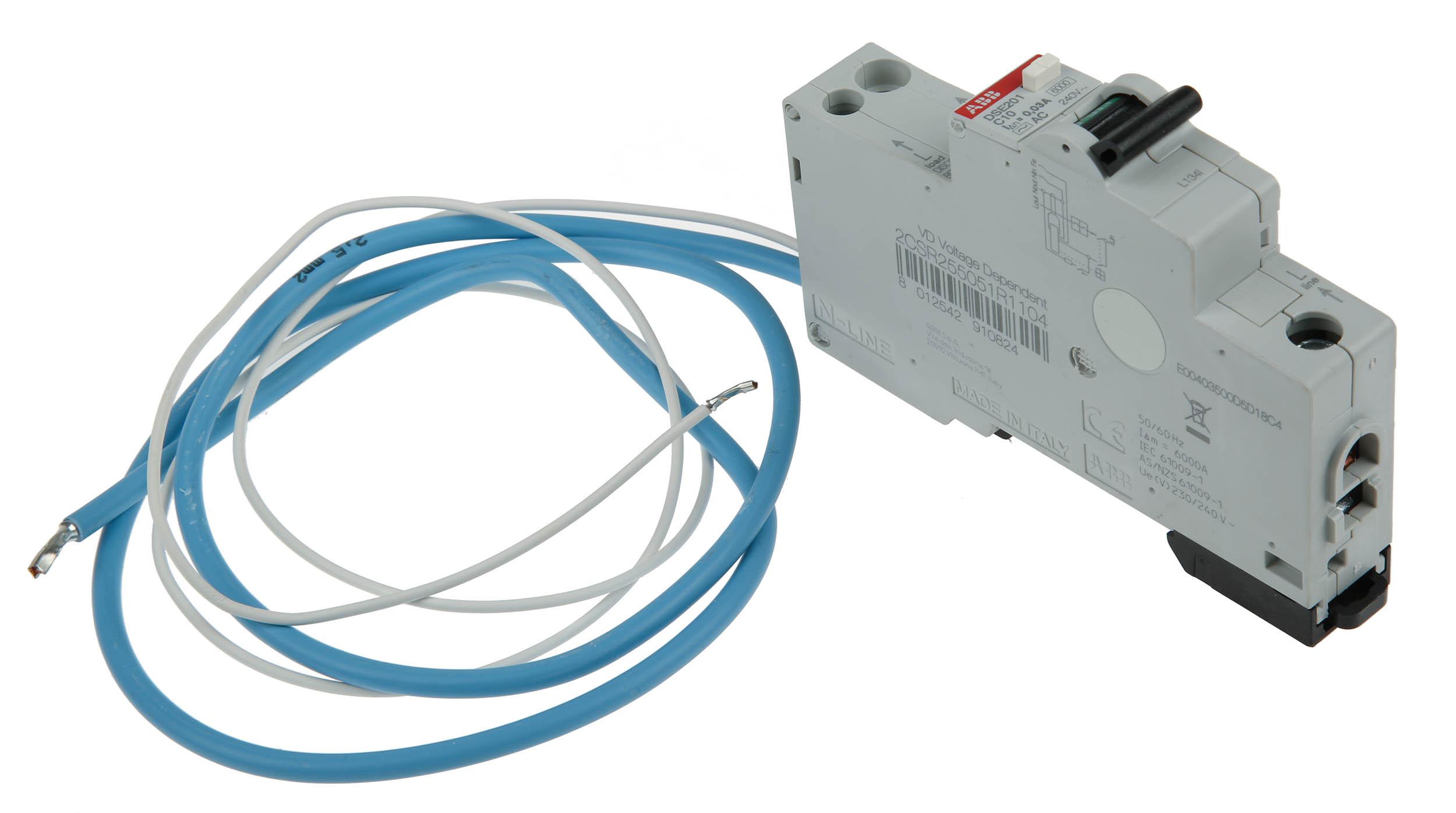 ABB RCBO, 10A Current Rating, 1P+N Poles, 30mA Trip Sensitivity, Type C, System Pro M Compact Range