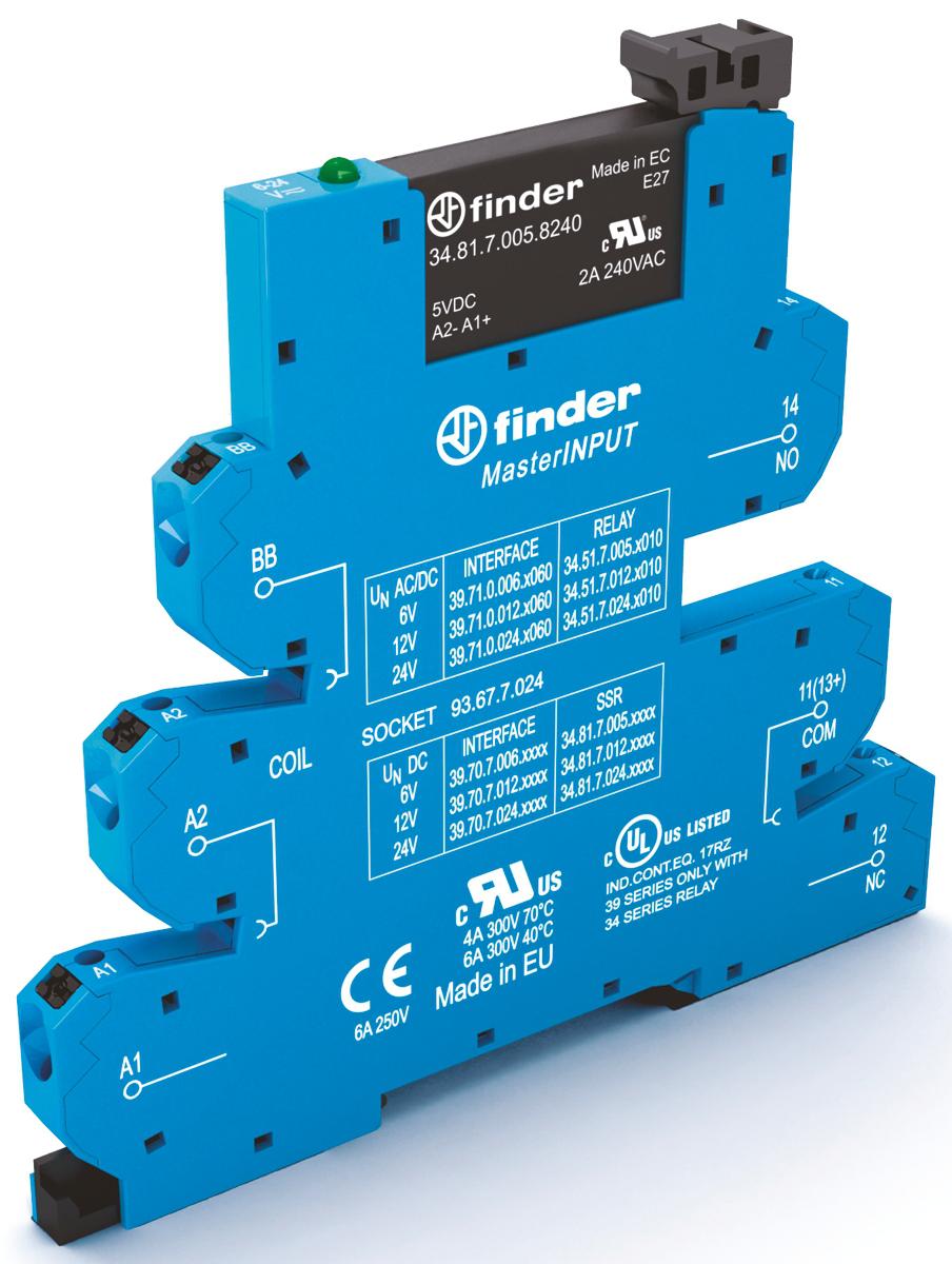 Finder Series 39 Series Solid State Interface Relay, 6.6 V Control, 2 A Load, DIN Rail Mount