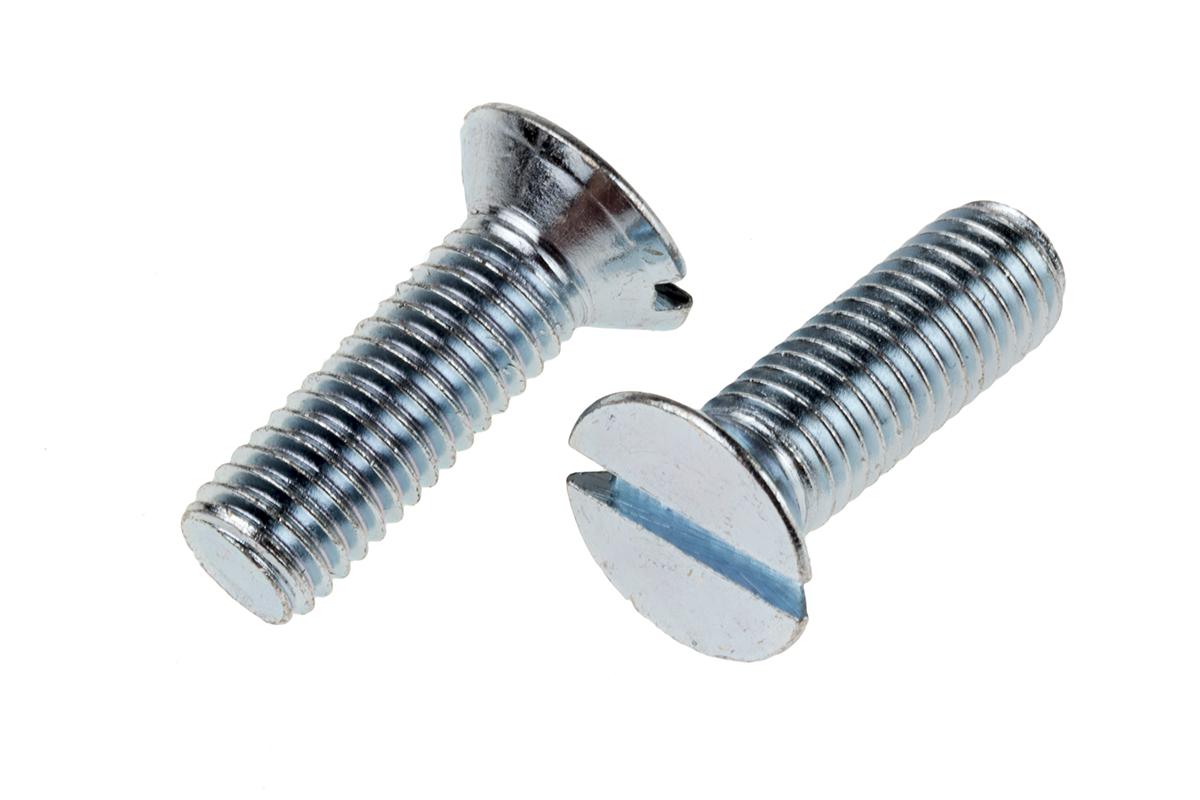 RS PRO Slot M8 Countersunk Steel Machine Screws DIN 963 x 25.0mm