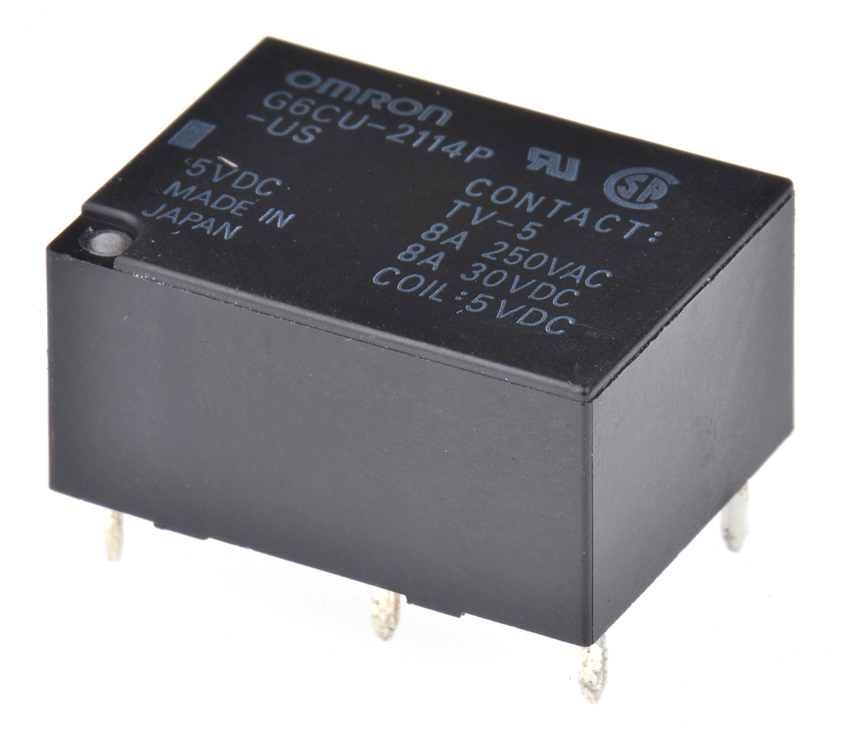 Omron PCB Mount Latching Power Relay, 5V dc Coil, 8A Switching Current, SPDT