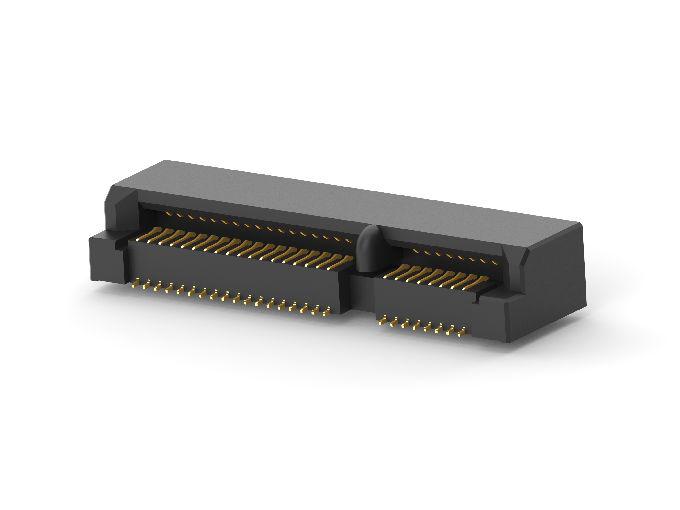 TE Connectivity Right Angle Edge Connector, 52-Contacts, 0.8mm Pitch, 2-Row, Surface Mount Termination
