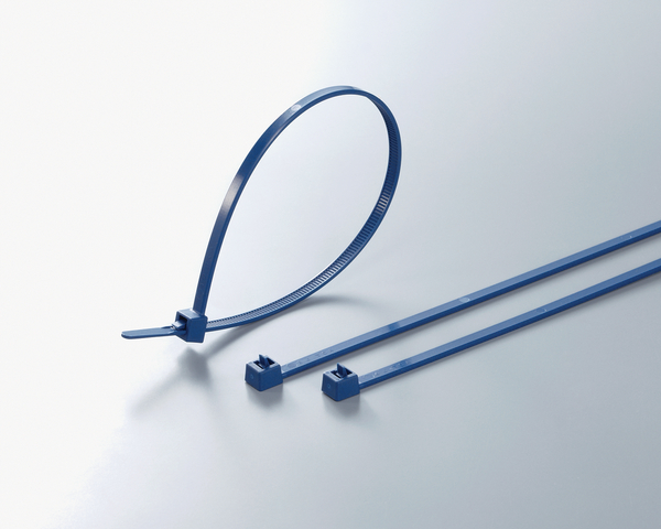HellermannTyton Cable Tie, Releasable, 250mm x 4.6 mm, Blue Metal Detectable, Pk-100