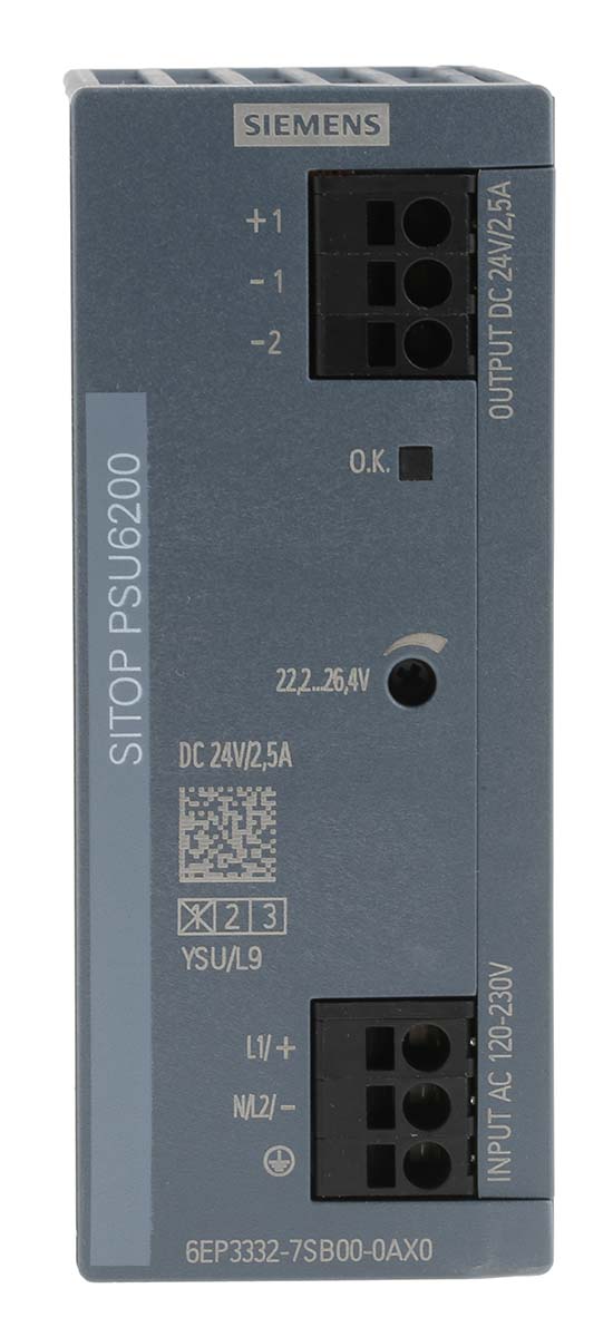 Siemens SITOP PSU6200 Switched Mode DIN Rail Power Supply, 120 → 230 V ac / 120 → 240V dc ac, dc Input,