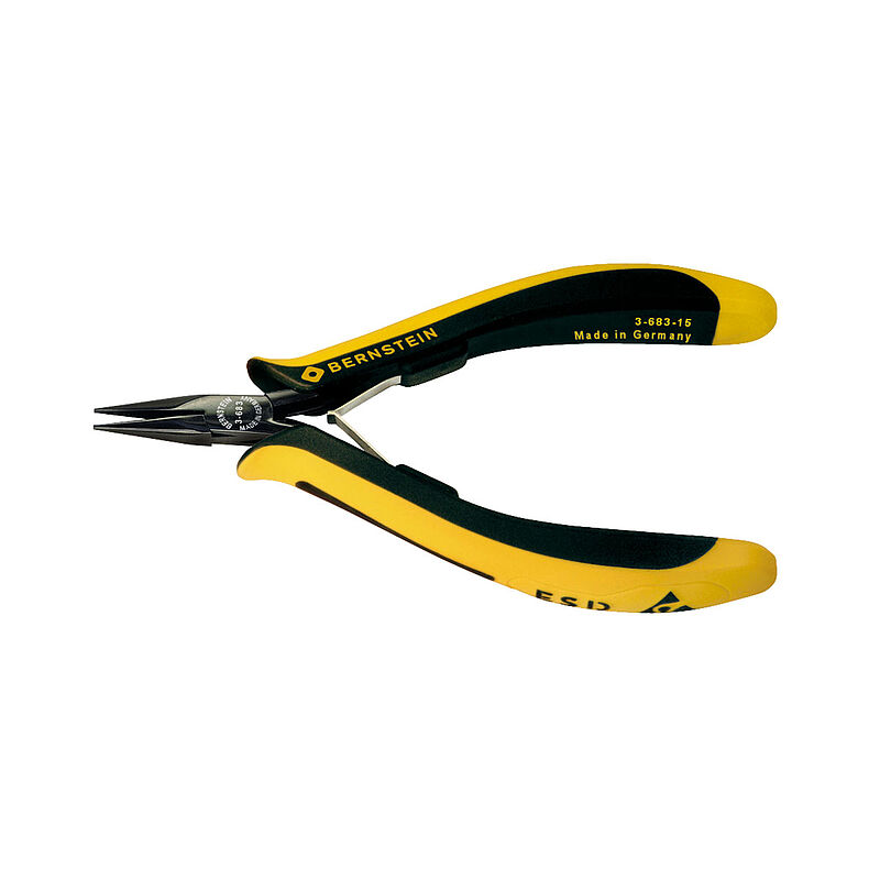 Bernstein 3-683-15 Nose pliers, 130 mm Overall, Pointed, Straight Tip, 23mm Jaw, ESD