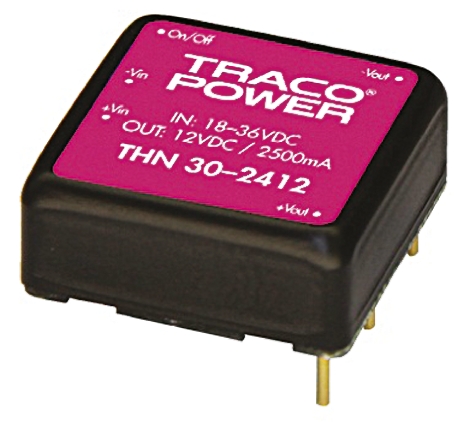 TRACOPOWER THN 30 DC-DC Converter, 12V dc/ 2.5A Output, 18 → 36 V dc Input, 30W, Through Hole, +85°C Max Temp