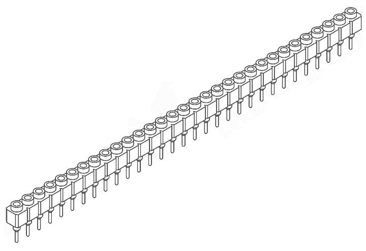Samtec SS Series Straight Through Hole Mount PCB Socket, 32-Contact, 1-Row, 2.54mm Pitch, Solder Termination