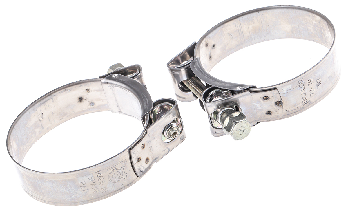 MIKALOR Stainless Steel, Zinc-Plated Steel (Bolt) Hex Screw Bolt Drive, 25mm Band Width, 73 → 79mm ID