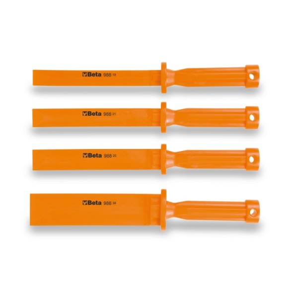 BETA 4 Piece Plastic Flat Chisel Set, 19 mm, 21 mm, 25 mm, 38 mm Blade Width