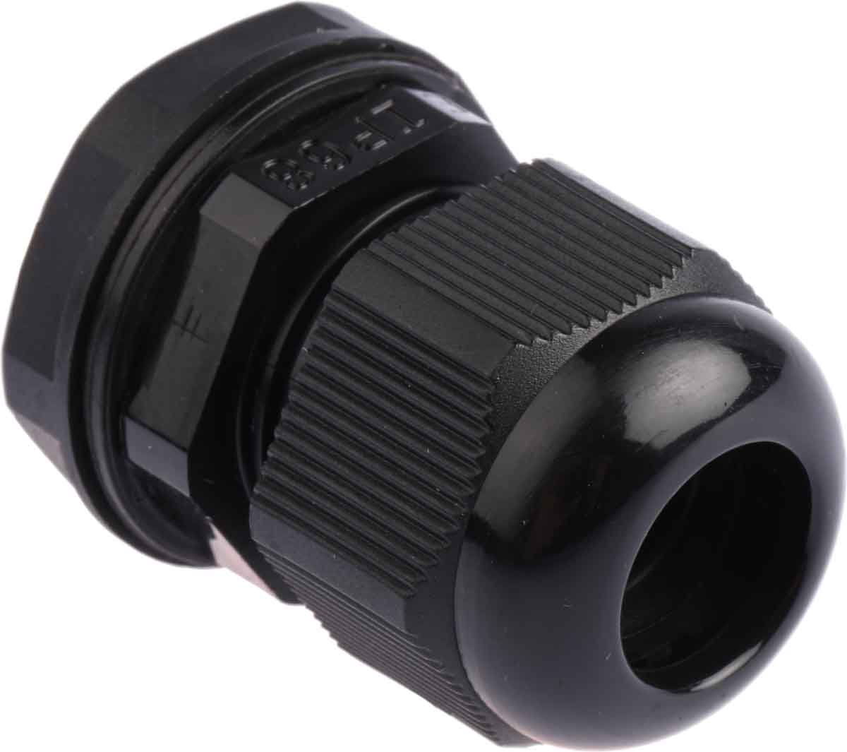 RS PRO Black Nylon Cable Gland, PG13.5 Thread, 6mm min., 12mm max., IP68