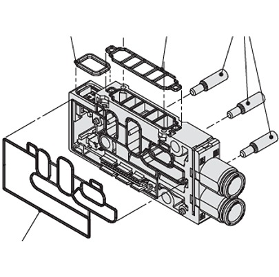SMC JSY11M series One-Touch Fitting 6 mm Manifold Block for use with JSY1000 Series, JSY11M-2P-2DA-C6