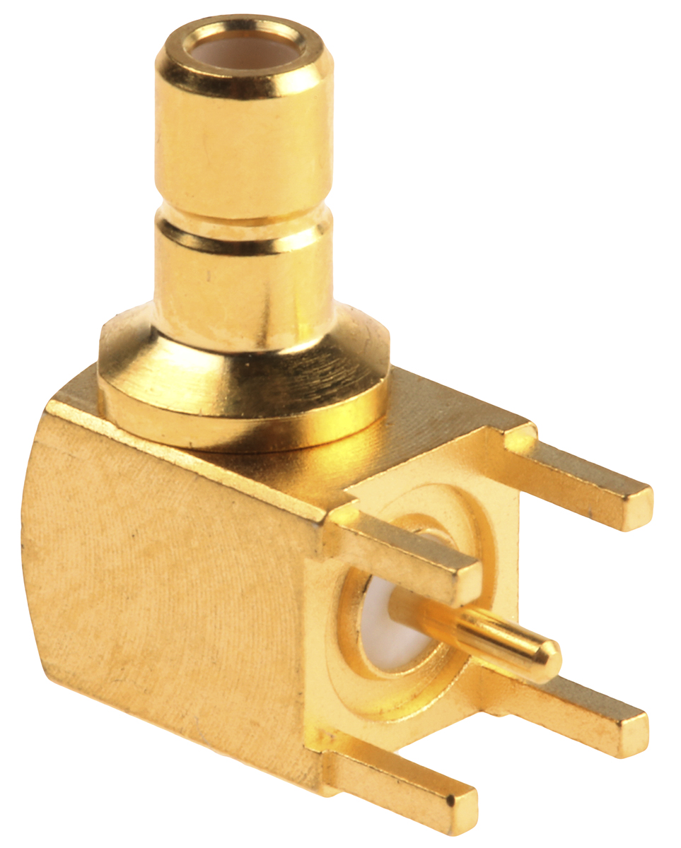 Telegartner, Plug Through Hole SMB Connector, 50Ω, Solder Termination, Right Angle Body