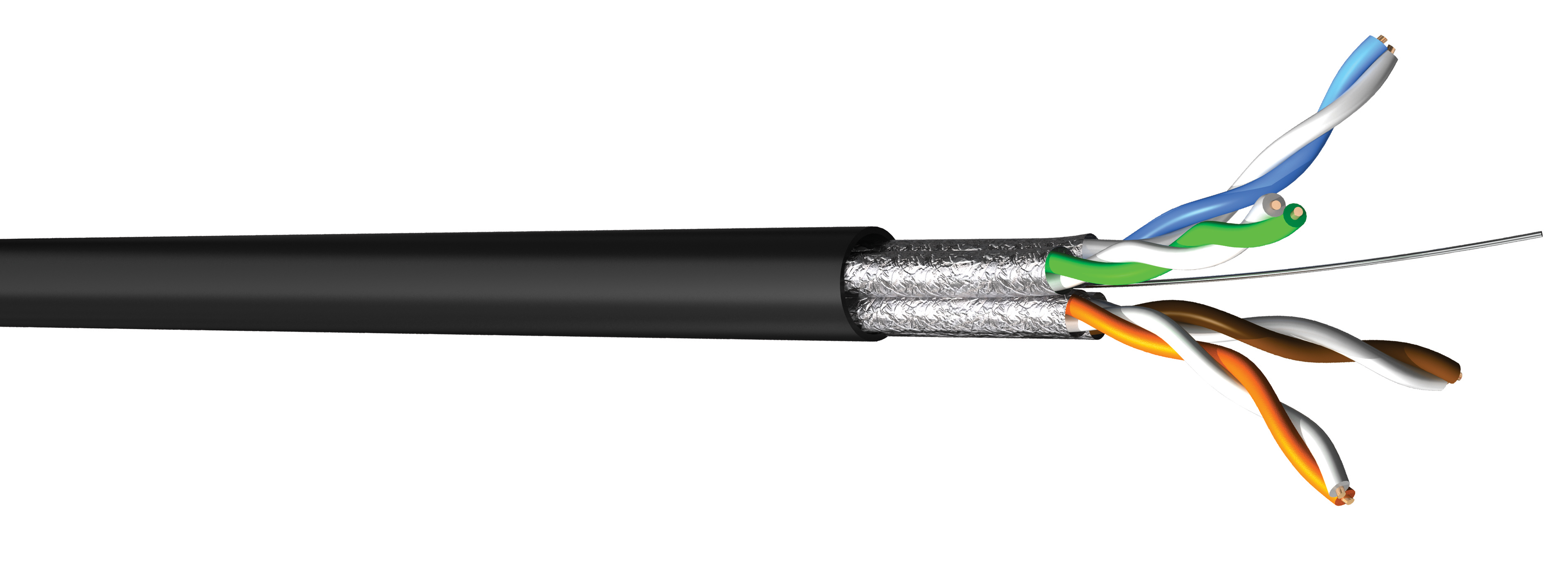 CAEMMC, 100m Cat6a, Black, U/FTP Shielded, Unterminated LSZH Sheath