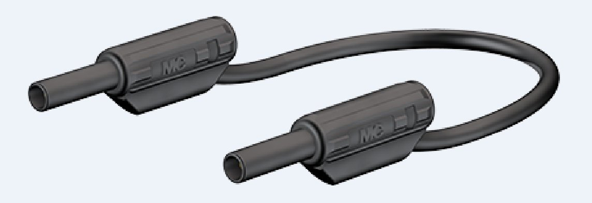 Staubli 2 mm Connector Test Lead, 10A, 600V, Black, 300mm Lead Length