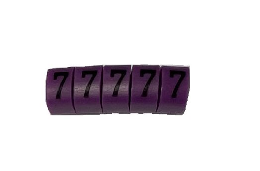 RS PRO Slide On Cable Marker, Black on Violet, Pre-printed "7", 3 → 4.2mm Cable