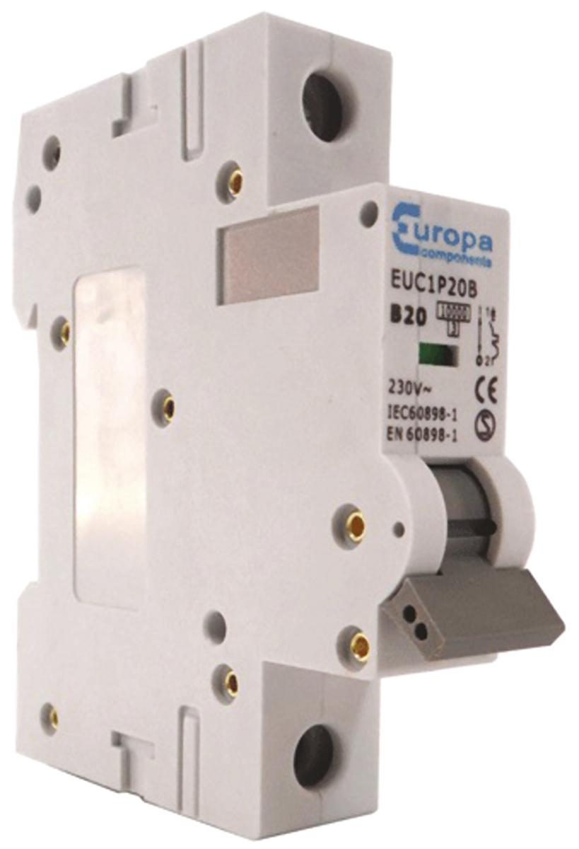 Europa EUC1P EUB MCB, 1P, 63A Curve B, 230V AC, 10 kA Breaking Capacity
