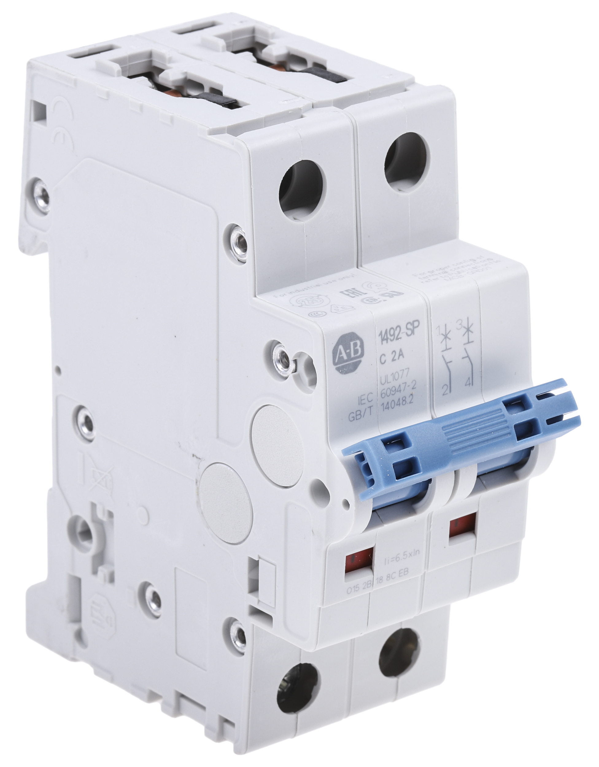 Allen Bradley 1492 1492-SPM MCB, 2P, 2A Curve C, 277V AC, 96V DC, 10 kA Breaking Capacity
