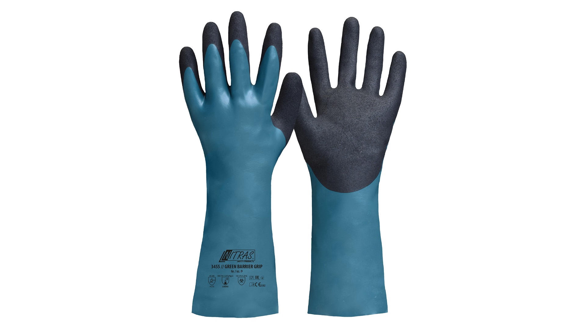 NITRAS SAFETY 3455 Black Cotton Glove, Size 8, Nitrile Coating