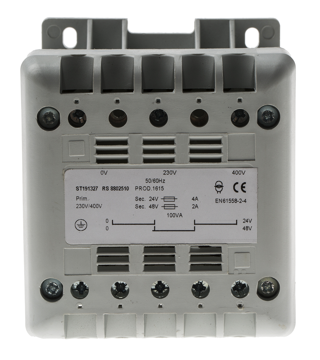 RS PRO 100VA DIN Rail Transformer, IEC 61558-2-6, 400V ac Primary, 24V ac Secondary