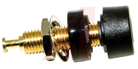Mueller Electric Black Female Banana Socket, 4 mm Connector, Solder Termination, 15A, 2000V dc, Gold Plating