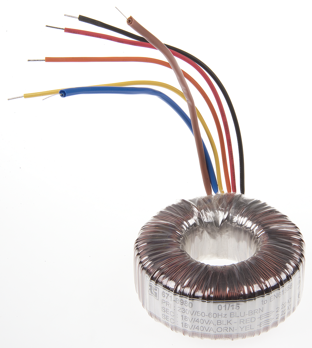RS PRO 230V ac, 2 x 18V ac Toroidal Transformer, 80VA 2 Output