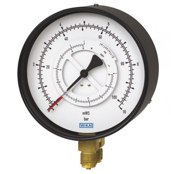 WIKA G 1/2 Analogue Differential Pressure Gauge 6bar Bottom Entry 100mm Outside Diameter