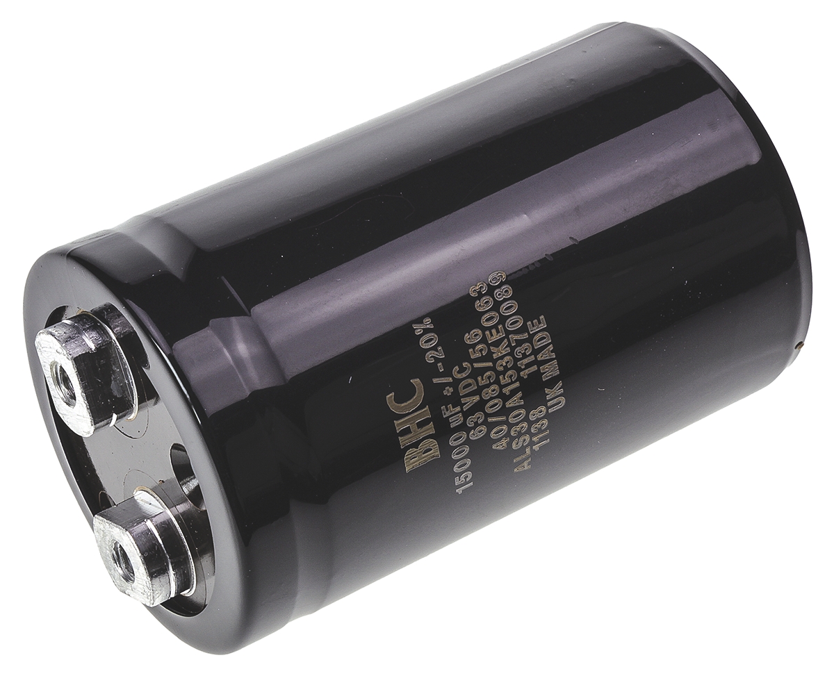 KEMET 15000μF Aluminium Electrolytic Capacitor 63V dc, Screw Terminal - ALS30A153KE063