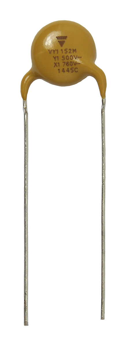 Vishay Single Layer Ceramic Capacitor (SLCC) 4.7nF 500V ac ±20% Y5U Dielectric, VY1, Through Hole +125°C Max Op. Temp.