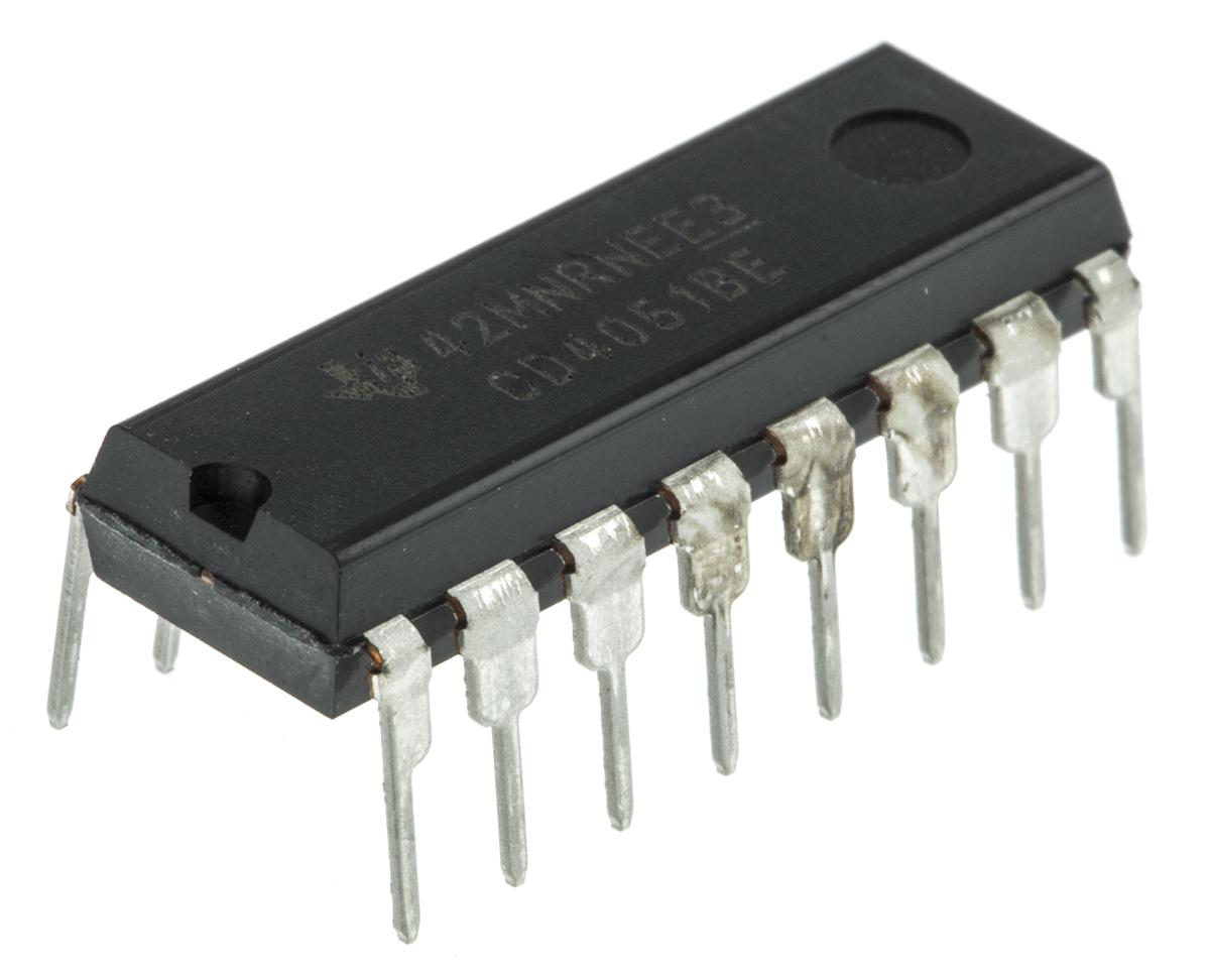 Texas Instruments CD4051BE Multiplexer Single 8:1 5 V, 9 V, 12 V, 15 V, 18 V, 16-Pin PDIP