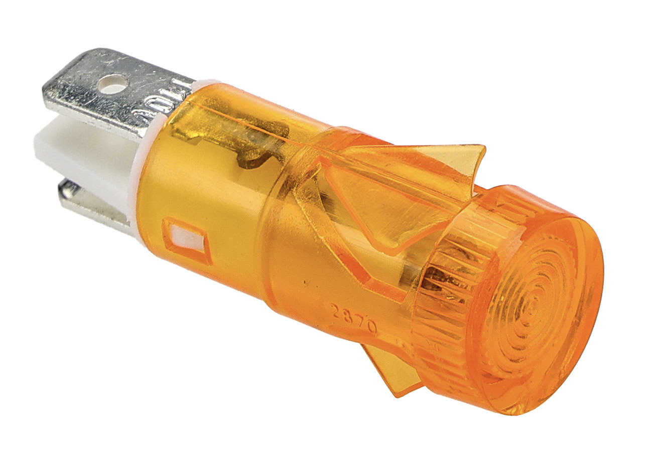 Arcolectric (Bulgin) Ltd 2870 Series Orange Neon Panel Mount Indicator, 110V ac, 12.7mm Mounting Hole Size, Solder Tab
