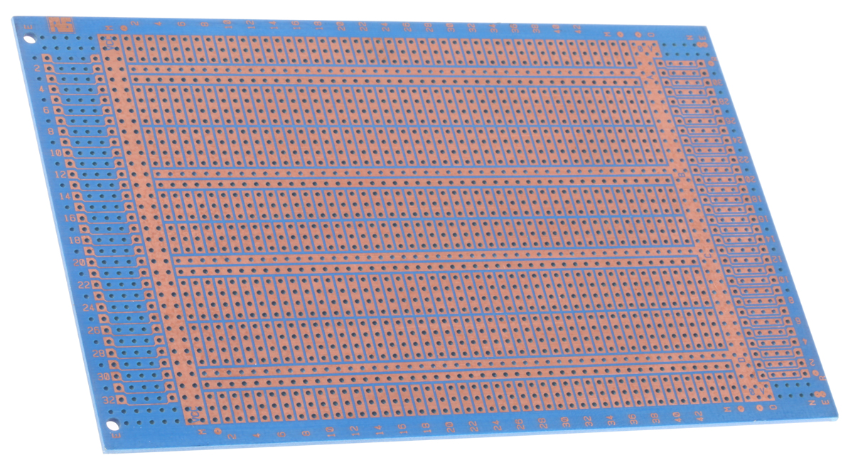 10-2845, Double-Sided Stripboard Epoxy Glass 160 x 100 x 1.6mm DIN 41612 FR4