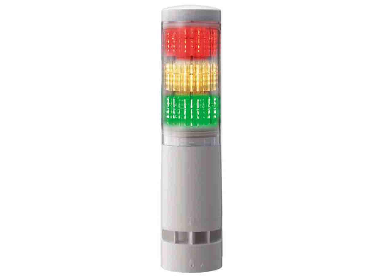 Patlite LA6 Series Clear Buzzer Signal Tower, 3 Lights, 24 V dc, Direct Mount