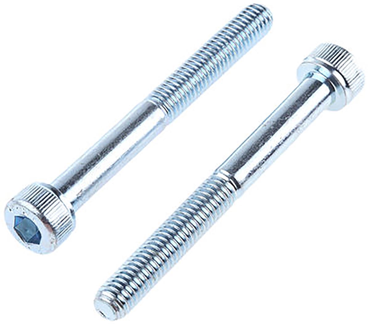 RS PRO Bright Zinc Plated Steel Hex Socket Cap Screw, DIN 912, M20 x 50mm