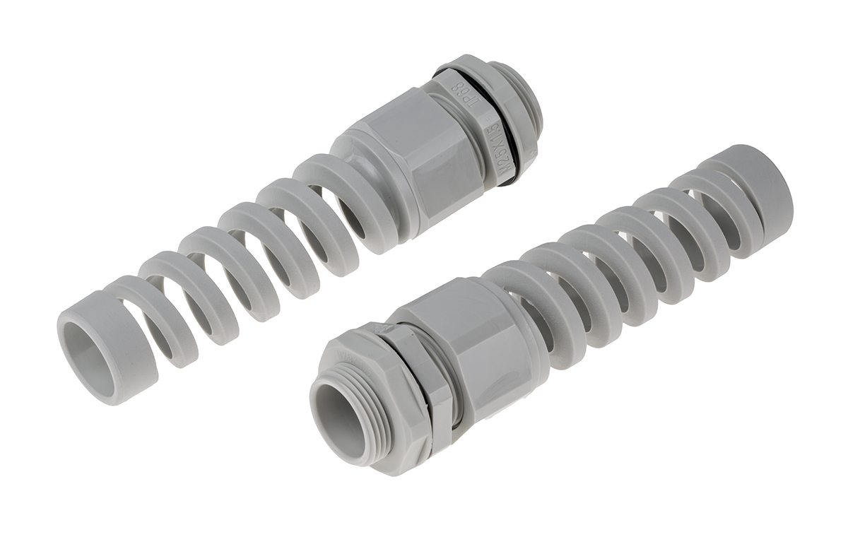 RS PRO Grey Nylon Cable Gland, M25 Thread, 13mm min., 18mm max., IP68