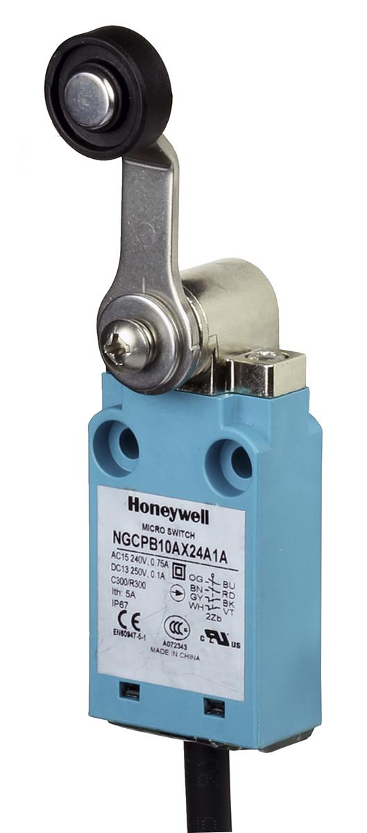Honeywell NGC Series Roller Lever Limit Switch, 2NO/2NC, IP67, DPDT, Plastic Housing, 10mA Max