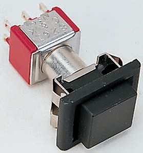 C & K Push Button Switch, Latching, Panel Mount, DPDT