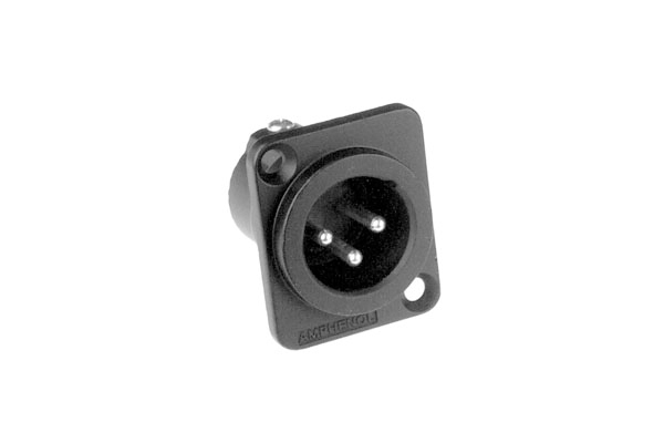 Amphenol Industrial Chassis Mount XLR Connector, Male, IP40, 133 V, 3 Way, Silver Plating