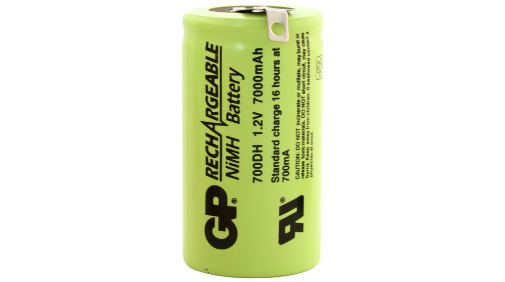 Gp Batteries, 700DH1A1P, 1.2V, D, NiMH Rechargeable Battery, 7Ah