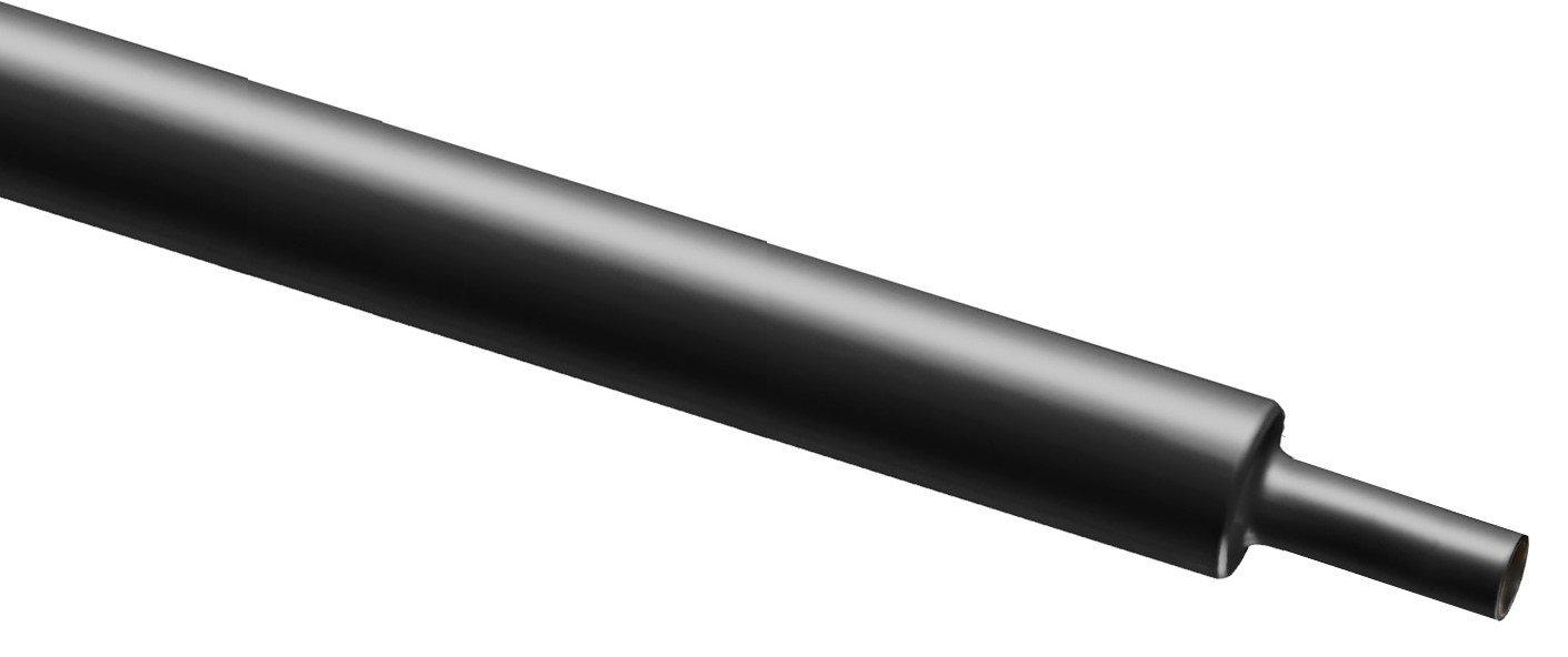 RS PRO Heat Shrink Tubing, Black 2.4mm Sleeve Dia. x 100cm Length 2:1 Ratio