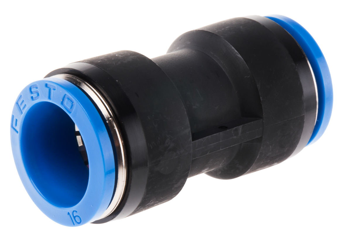 Festo QS Series Straight Tube-to-Tube Adaptor, Push In 16 mm to Push In 16 mm, Tube-to-Tube Connection Style, 153036