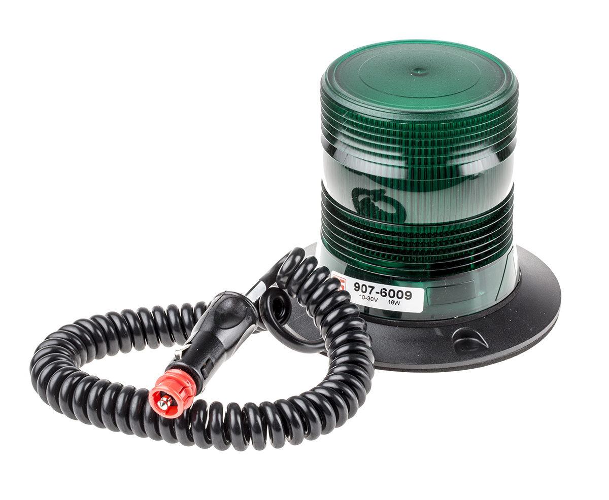 RS PRO Green Flashing Beacon, 10 → 100 V dc, Magnetic Mount, LED Bulb, IP56
