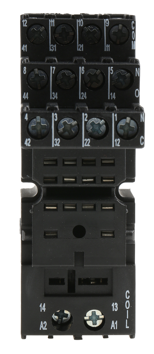 Finder 94 14 Pin 250V ac DIN Rail Relay Socket, for use with 55.34, 85.04, 55.32 Series Relay