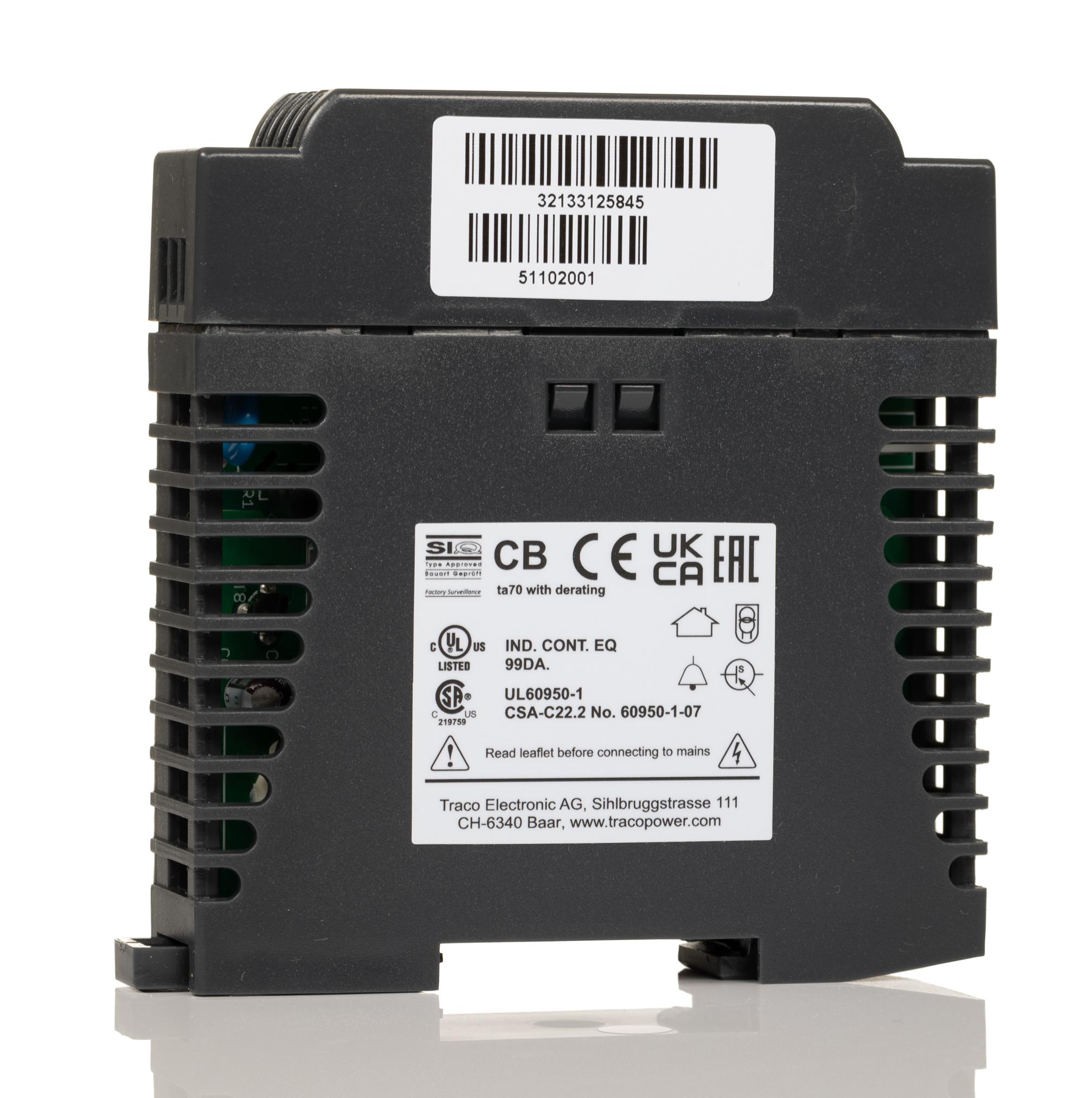 TRACOPOWER TPC Switched Mode DIN Rail Power Supply, 85 → 264 V ac / 90 → 375V dc ac, dc Input, 12V dc dc