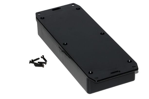 Hammond 1591 Series Black ABS Enclosure, IP54, Flanged, Black Lid, 165 x 71 x 25mm
